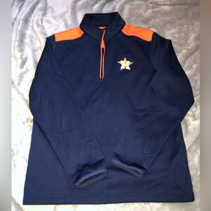 Houston Astros Navy and Orange Zip-Up Sweater USED